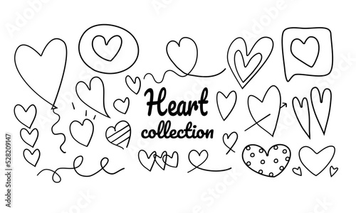 heart collection,heart doodle vector set,cute heart