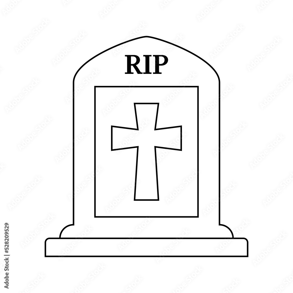 Fototapeta premium Coloring page with Tombstone for kids