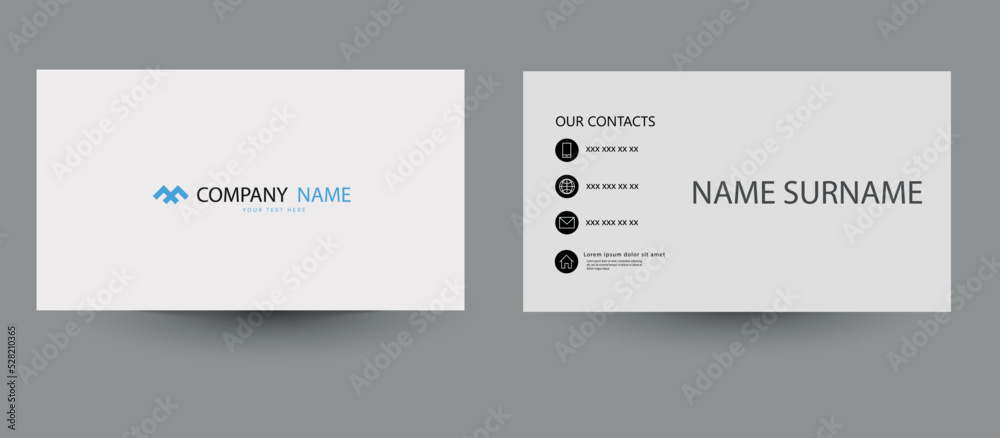 White Minimal Business Card Mockup. Vector White Minimal Business Card Mockup. Vector