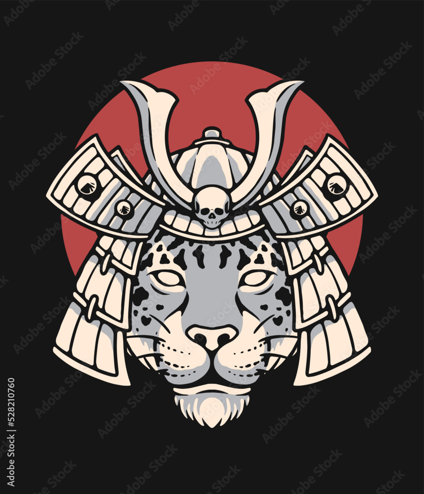 Leopard head samurai illustration