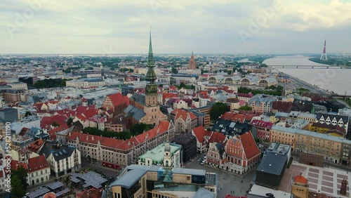 Wallpaper Mural Cityscape view of Riga, amazing architecture, Daugava River, Latvia, drone view Torontodigital.ca