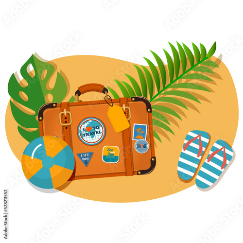 travel and tourism.  Beach vacation vector icon isolated on white background