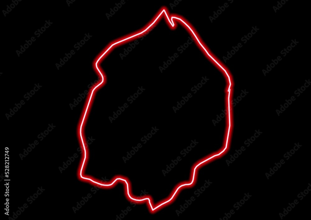 Red glowing neon map of Cuyuni-Mazaruni Guyana on black background. Red glowing neon map of Cuyuni-Mazaruni Guyana on black background.