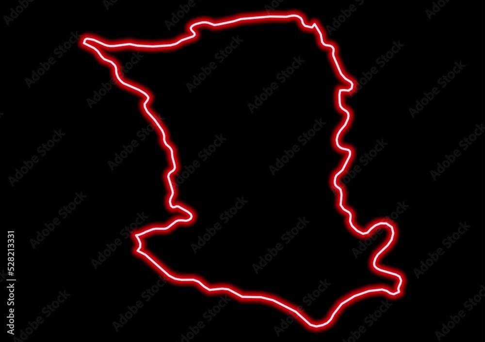 Red glowing neon map of Deux-Sèvres France on black background. Red glowing neon map of Deux-Sèvres France on black background.