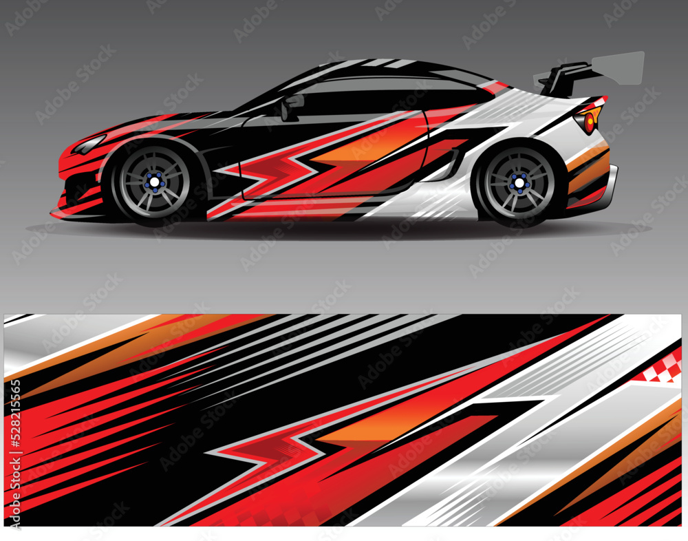 Graphic abstract stripe racing background designs for vehicle  rally  race  adventure and car racing livery