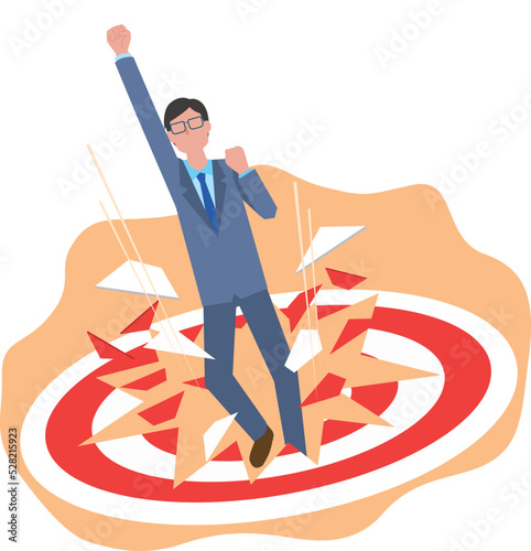 ターゲットを打ち破るビジネスマンのイメージ