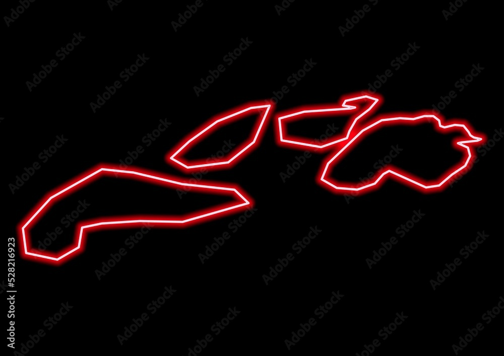 Red glowing neon map of Föglö Aland on black background. Red glowing neon map of Föglö Aland on black background.