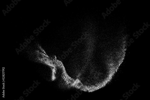 Distressed white grainy texture. Dust overlay textured. Grain noise particles. Snow effects pack. Rusted black background. Vector illustration, EPS 10.  