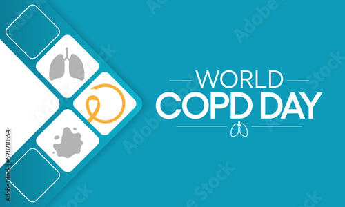 World COPD day (Chronic Obstructive Pulmonary Disease) is observed every year in November, is the name for a group of lung conditions that cause breathing difficulties. Vector illustration