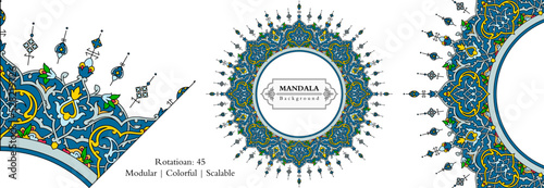 Mandala frame persian iranian arabic turkish islamic hindi indian tibetan traditional colorful vector pattern texture vintage ornate retro elegant ornamental borders frames floral ornaments tazhib 15