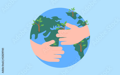 Save Plants Save Earth. People take care about planet ecology. world environment day. vector illustration.