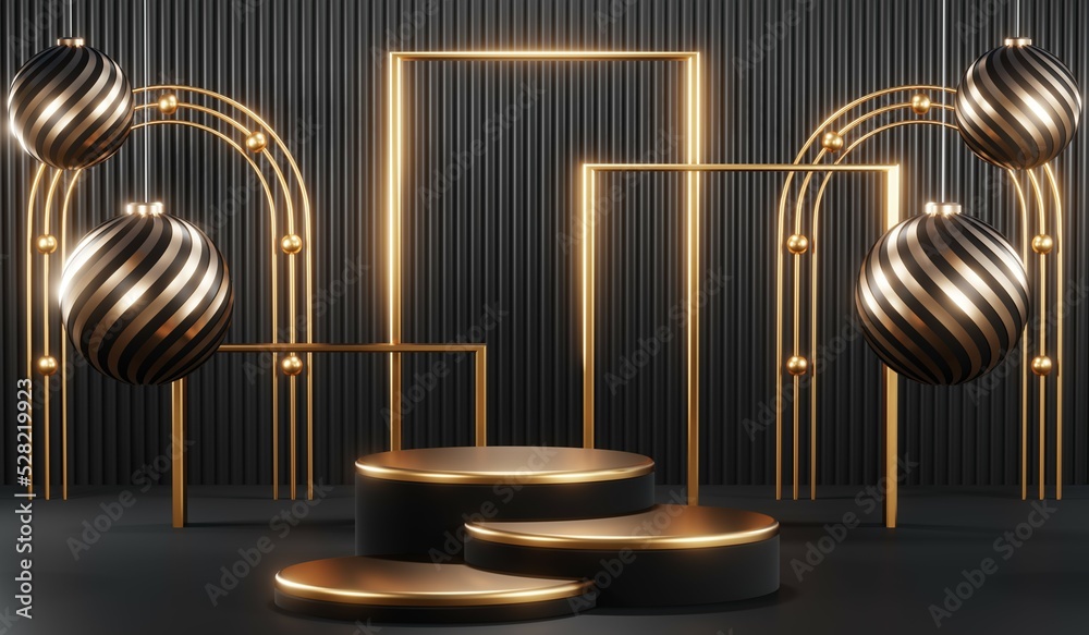 3D rendering of blank product background for cream cosmetics Modern black podium background 3D rendering of blank product background for cream cosmetics Modern black podium background