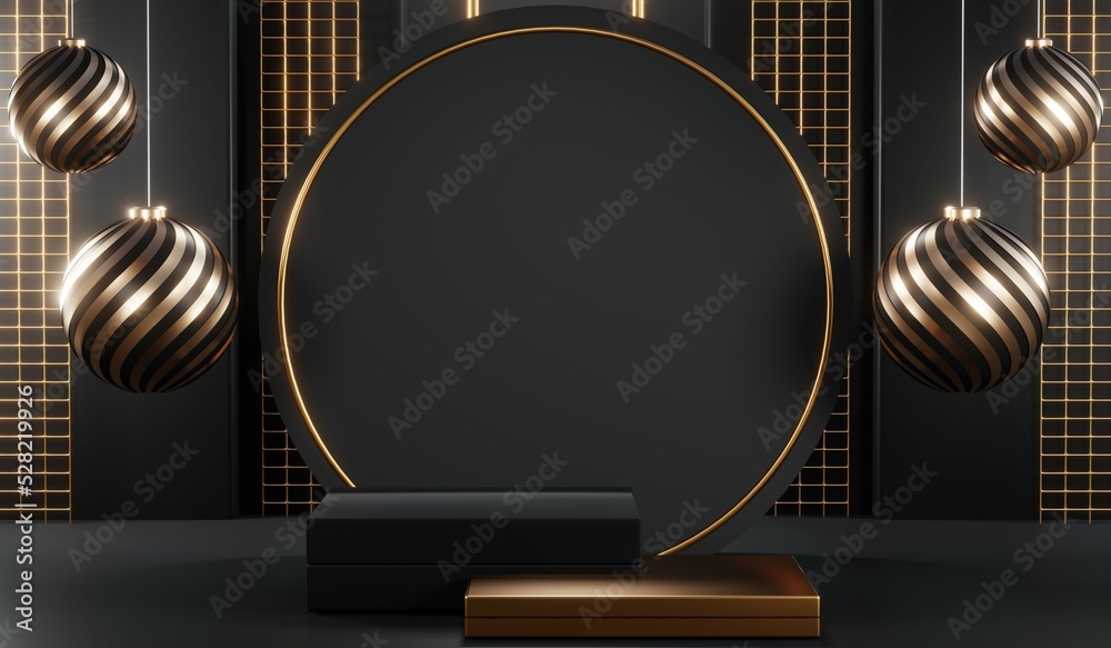3D rendering of blank product background for cream cosmetics Modern black podium background 3D rendering of blank product background for cream cosmetics Modern black podium background