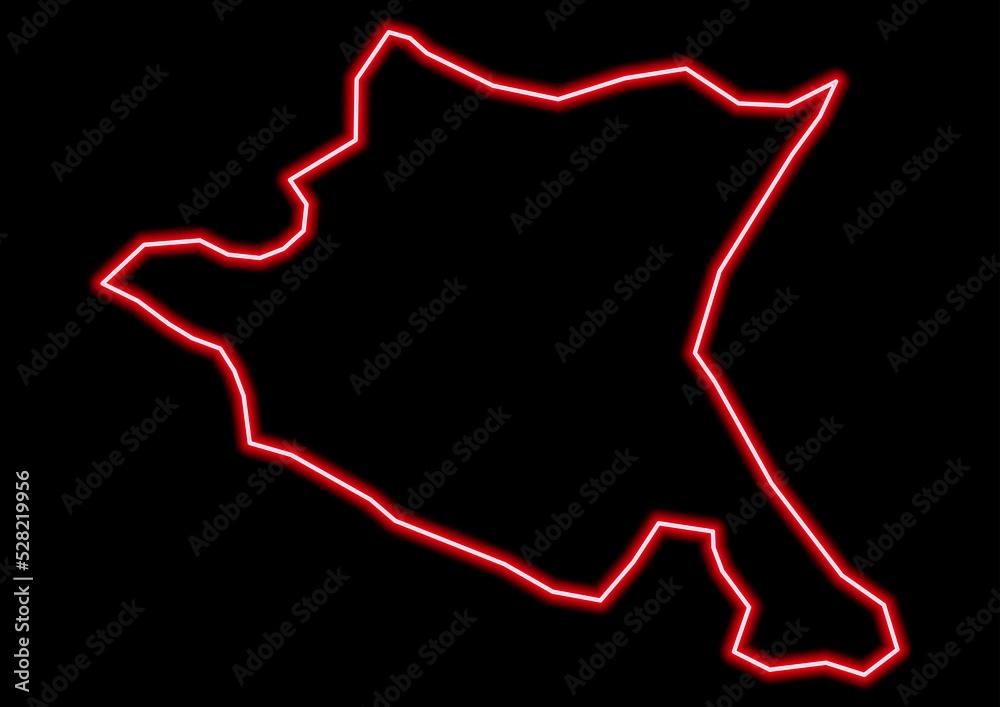 Red glowing neon map of Grad Sofiya Bulgaria on black background. Red glowing neon map of Grad Sofiya Bulgaria on black background.
