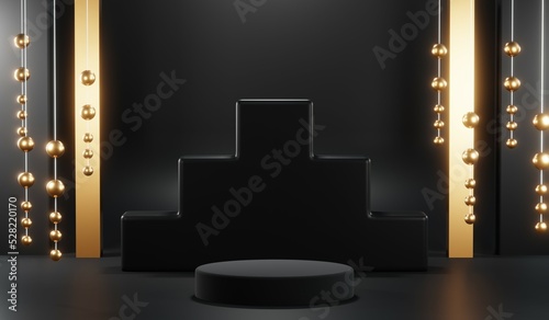 Wallpaper Mural 3D rendering of blank product background for cream cosmetics Modern black podium background Torontodigital.ca