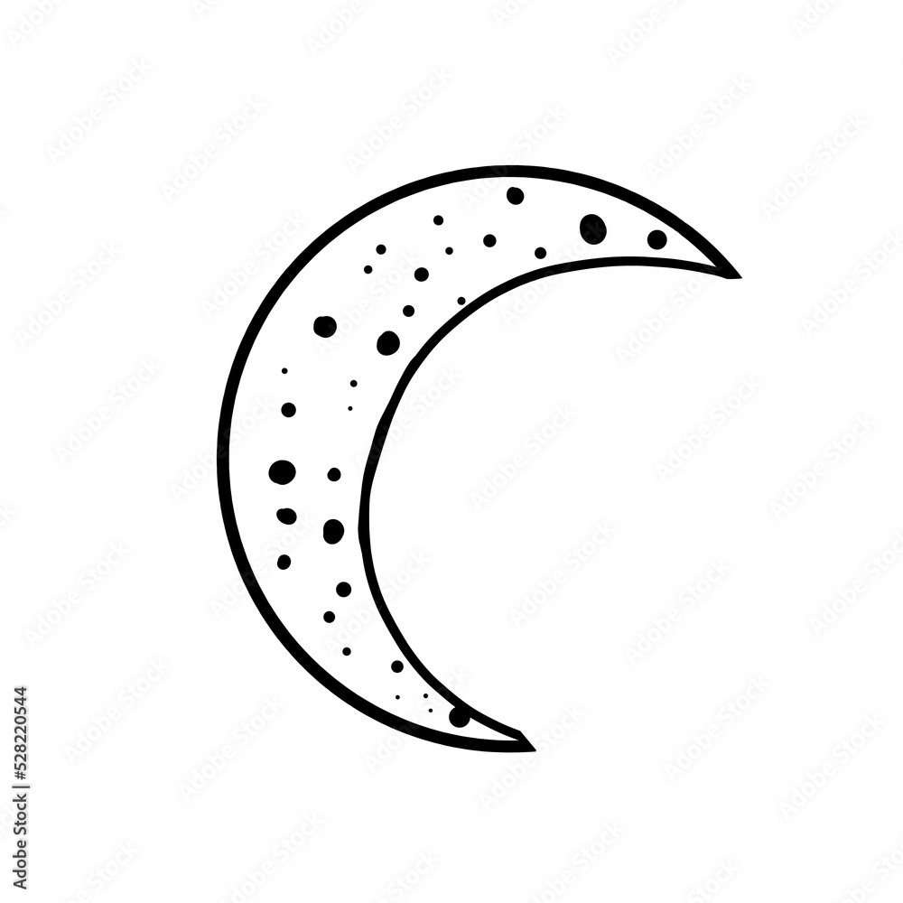 Fototapeta premium An old moon with doughts in the doodle style