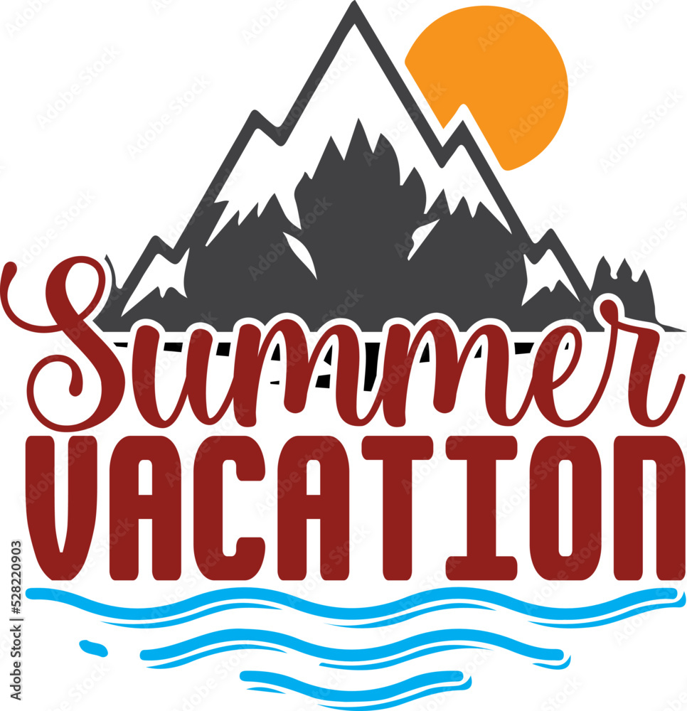SUMMER VACATION VECTOR ILLUSTRATION ON WHITE BACKGROUND