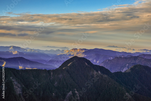 Landscape View of Yushan Main Peak And Tongpu Valley From the North Peak of Jade Mountain At Sunrise  Yushan National  Park  Chiayi   Taiwan