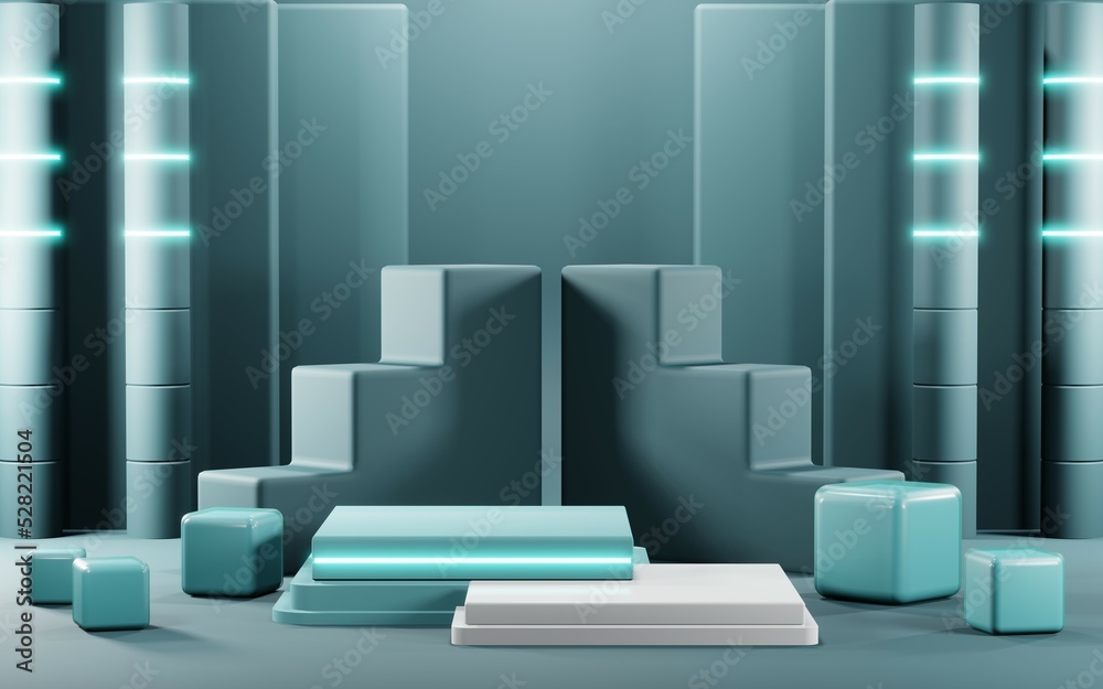 3D rendering of blank product background for cream cosmetics Modern blue pastel podium background 3D rendering of blank product background for cream cosmetics Modern blue pastel podium background