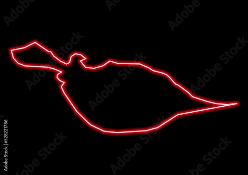 Red glowing neon map of Heard Island and McDonald Islands Heard Island and McDonald Islands on black background. photo