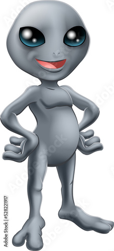 Cartoon happy grey alien