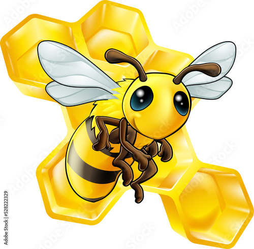 Cartoon bee with honeycomb