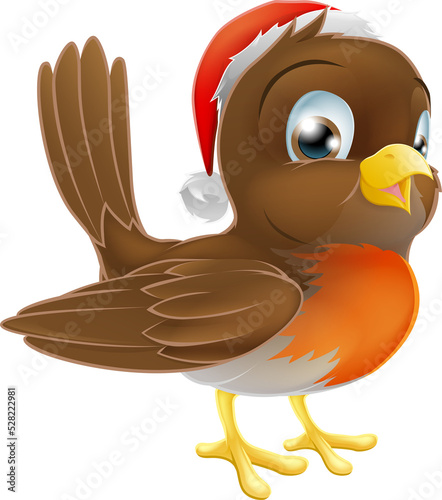 Robin bird in a Santa Hat