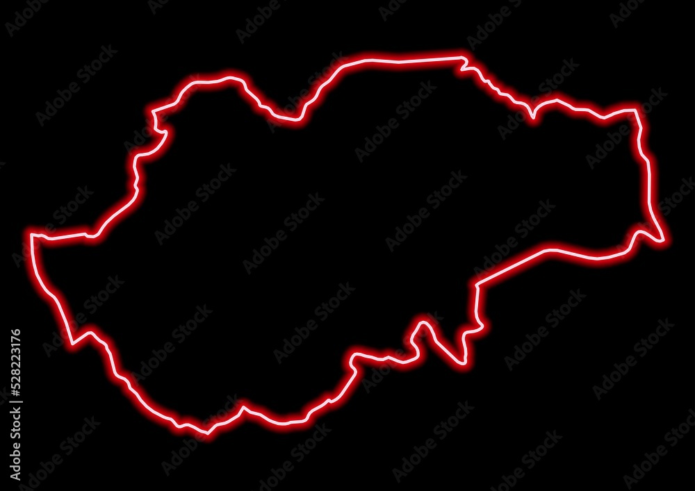 Red glowing neon map of Jambi Indonesia on black background. Red glowing neon map of Jambi Indonesia on black background.