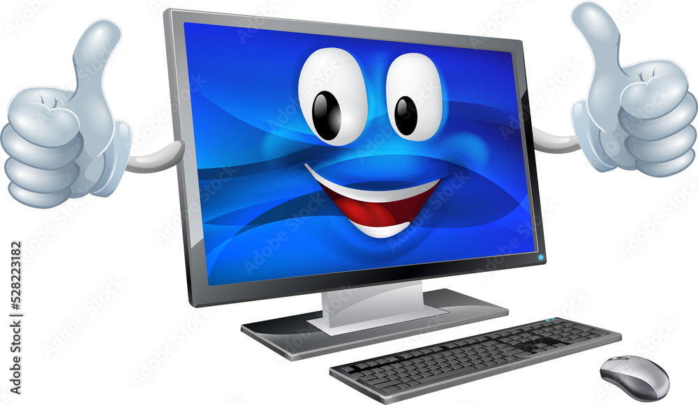 Desktop computer mascot Desktop computer mascot