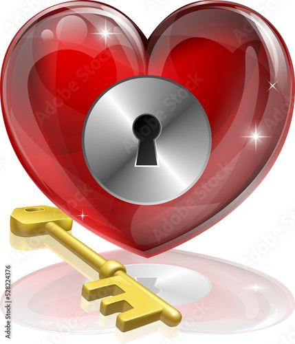 Heart lock and key