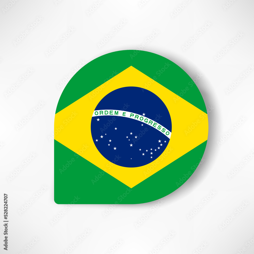Brazil drop flag icon with shadow on white background.