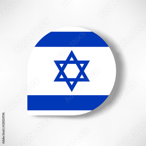 Izrael drop flag icon with shadow on white background.