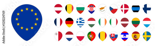 European union membership flags in pin shape