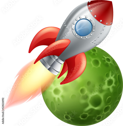 Cartoon rocket in space