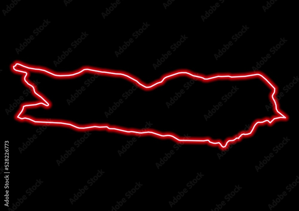 Red glowing neon map of Kärnten Austria on black background.