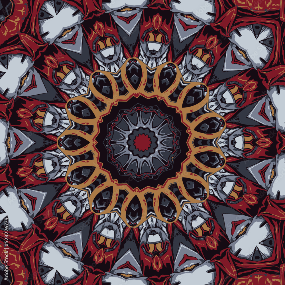 Seamless pattern ethnic boho art mandala doodle vector