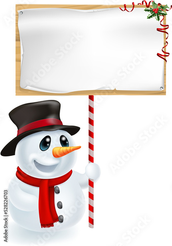Christmas Snowman Holding Sign