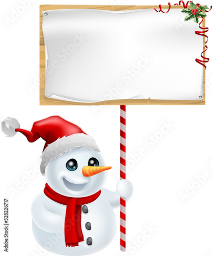 Christmas Snowman and Sign
