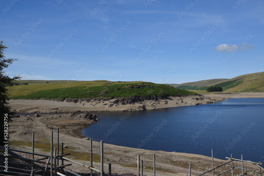 the top lake at elan valley during the 2022 drought in the uk