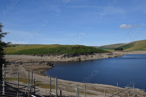 the top lake at elan valley during the 2022 drought in the uk photo