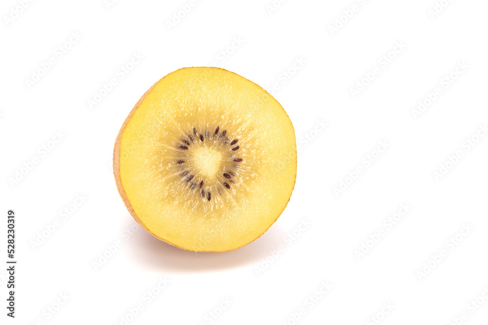 Gold kiwi isolated on white background. Close up