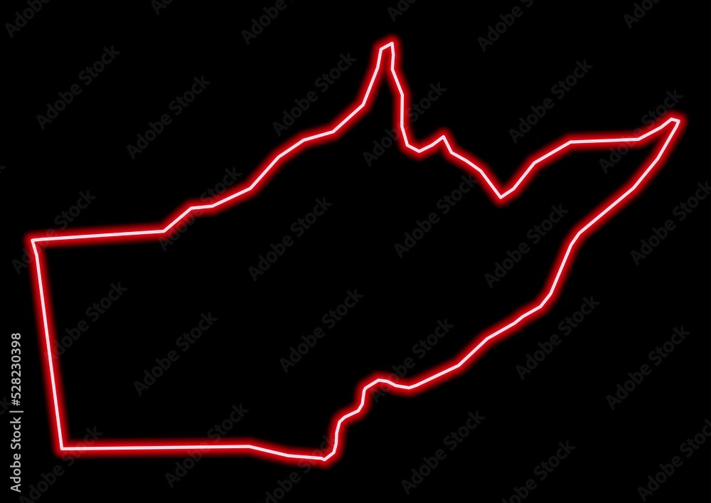 Red glowing neon map of Makamba Burundi on black background. Red glowing neon map of Makamba Burundi on black background.