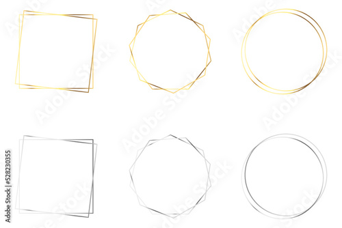 Vector isolated set of decorative gold and silver frames