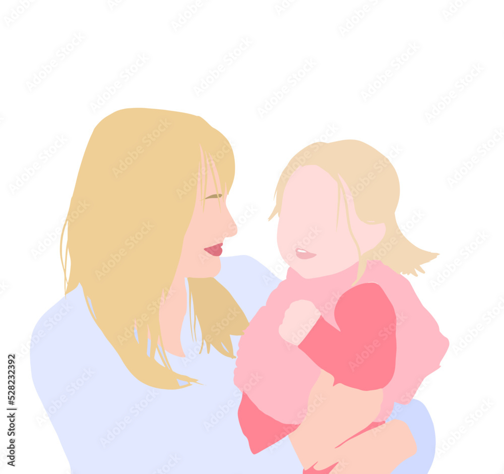 Mother's Day illustration mom and daughter isolated. Illustration vector of maternal love. Concept of Motherly love connection mother daughter illustration love family relationship Mother's Day illustration mom and daughter isolated. Illustration vector of maternal love. Concept of Motherly love connection mother daughter illustration love family relationship