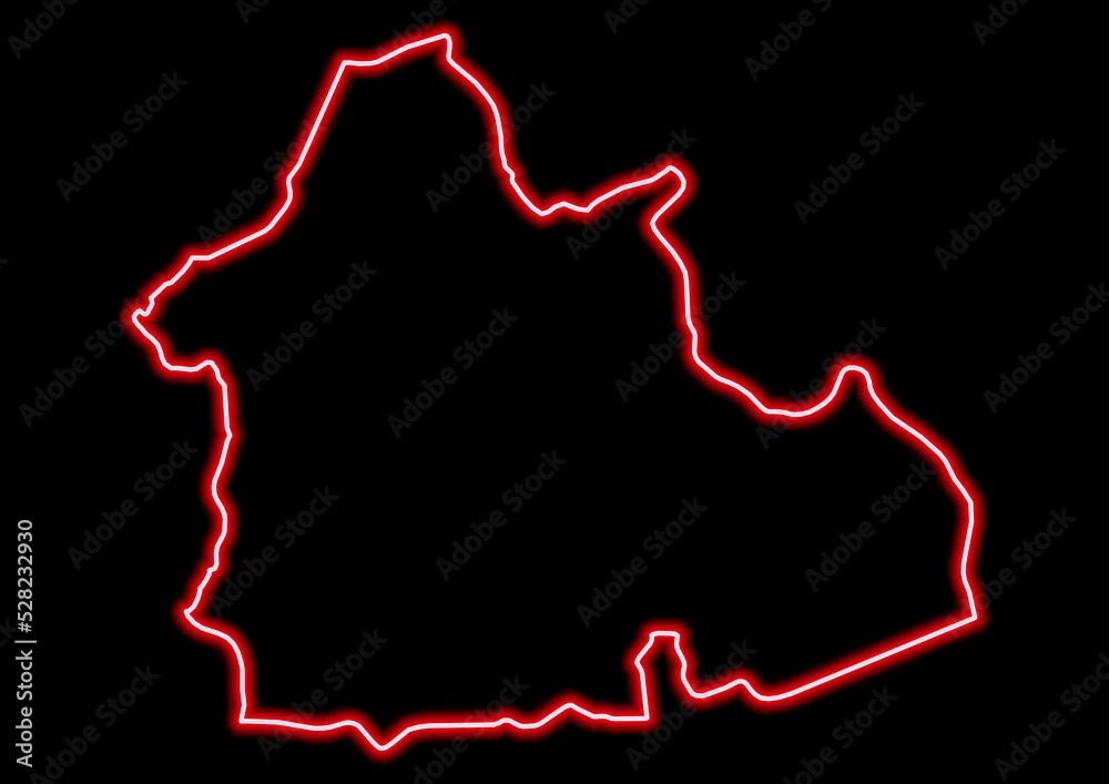 Red glowing neon map of Nana-Mambéré Central African Republic on black background. Red glowing neon map of Nana-Mambéré Central African Republic on black background.