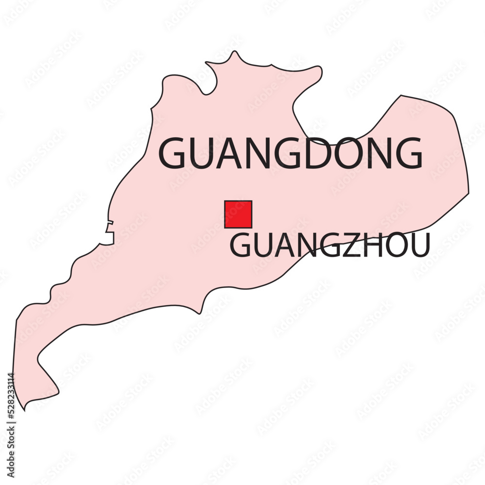 Obraz premium CHINA'S POLITICAL MAP, CHINA'S DIFFERENT REGIONS, STATES, AND PROVINCES STATE OF GUANGDONG GUANGZHOU