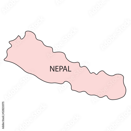 BORDER MAP OF NEPAL A COUNTRY IN ASIA, MAP OF NEPAL, POLITICAL MAP OF NEPAL photo