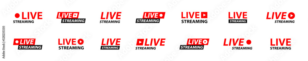 Live streaming icon set. Live stream icon collection. Video broadcasting icon collection. Vector graphic