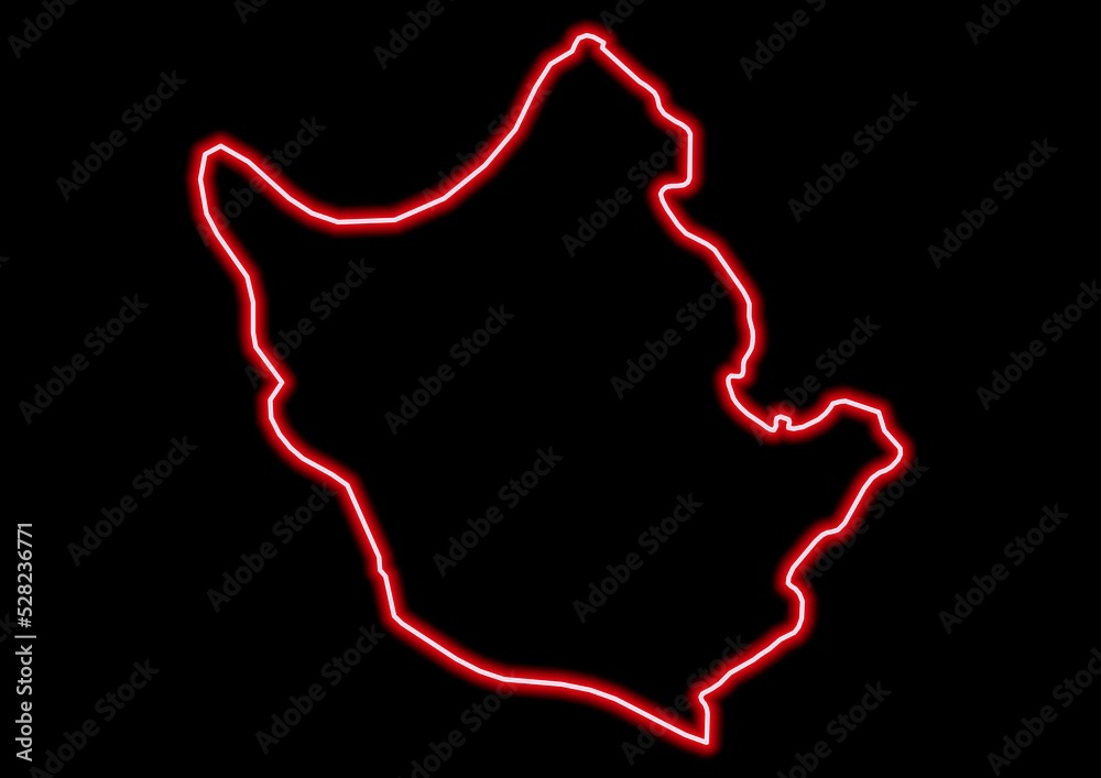 Red glowing neon map of Paphos Cyprus on black background. Red glowing neon map of Paphos Cyprus on black background.