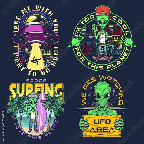 Photography Space civilization set elements colorful